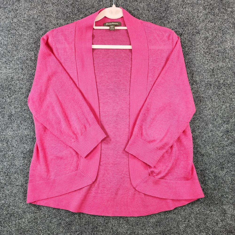 Tommy Bahama Women Linen Cardigan Preppy Coastal Resort Lightweight Open Knit M